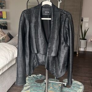 Black faux leather cropped jacket